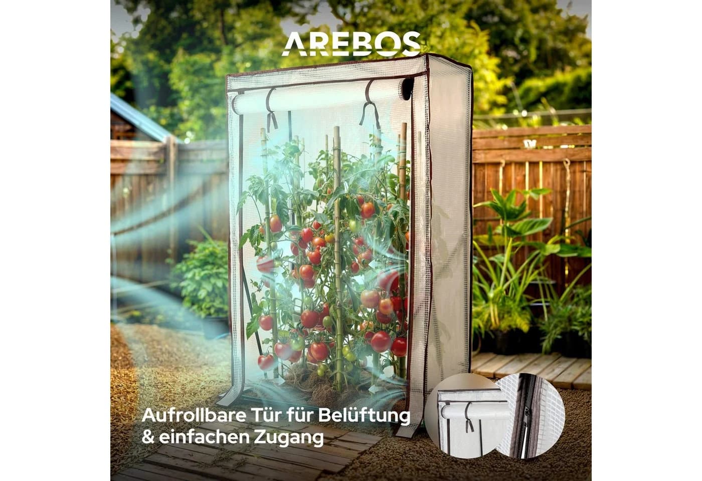 Arebos Tomatengewächshaus mit UV-beständigem PE-Film und Stahlrahmen - Bild 5
