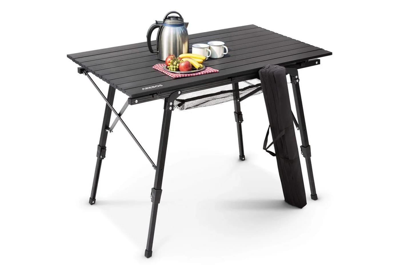 Arebos Faltbarer Campingtisch Schwarz Aluminium Höhenverstellbar - Bild 2