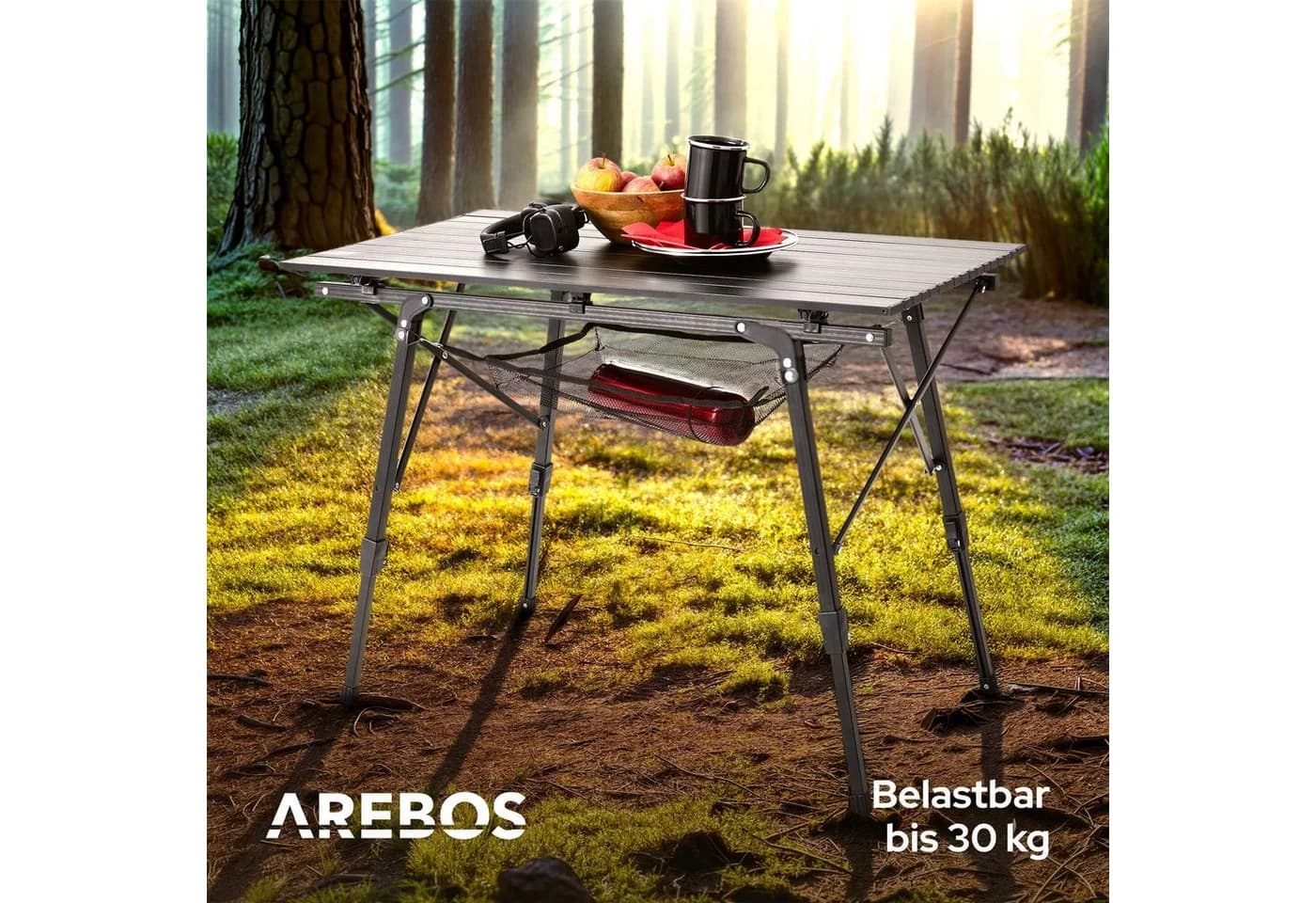 Arebos Faltbarer Campingtisch Schwarz Aluminium - Bild 4