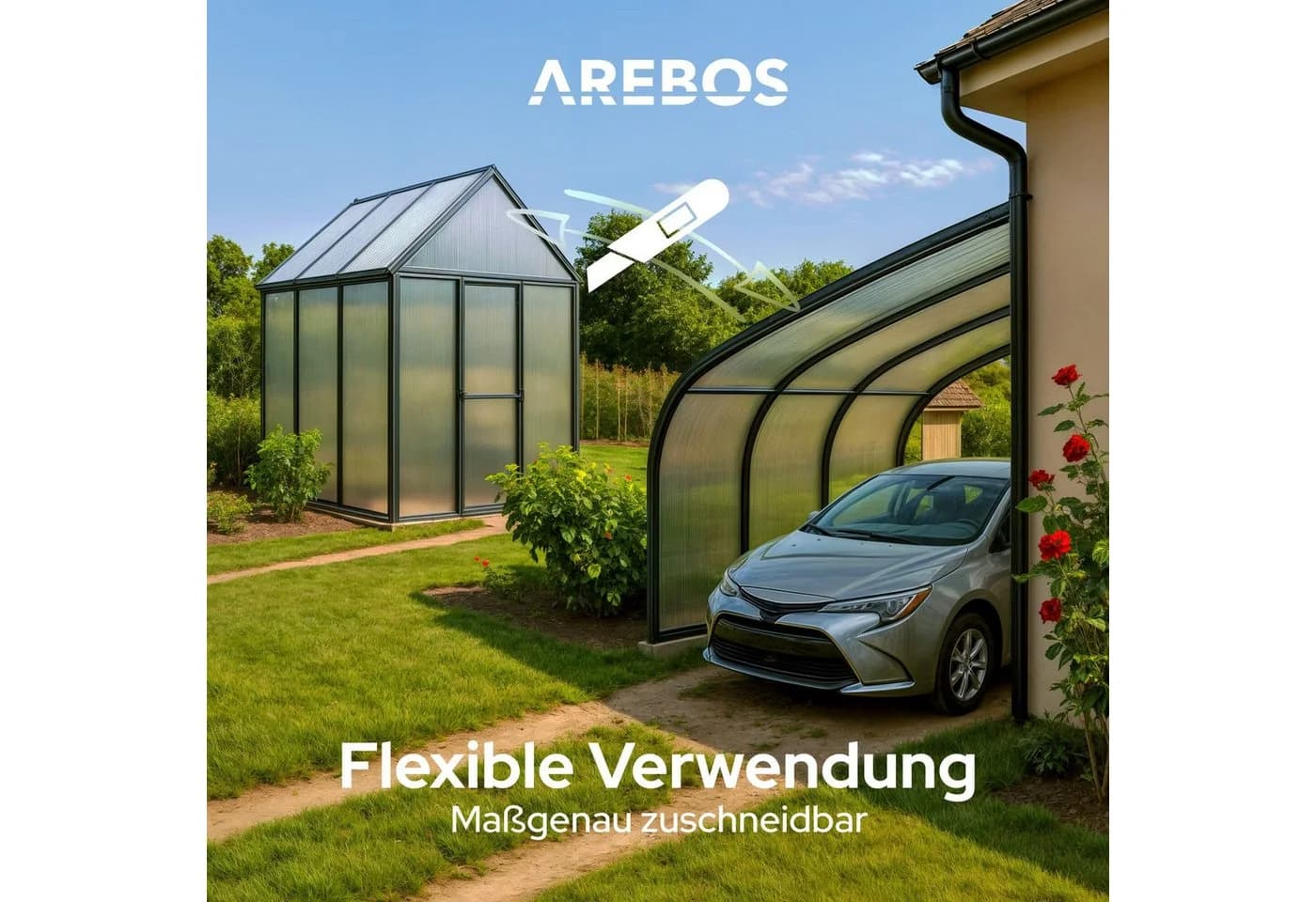 Arebos Hohlkammerplatte Transparent für Gewächshaus, Carport, Frühbeet, Überdachung, 6 mm, 900 m², (10-St) - Bild 3