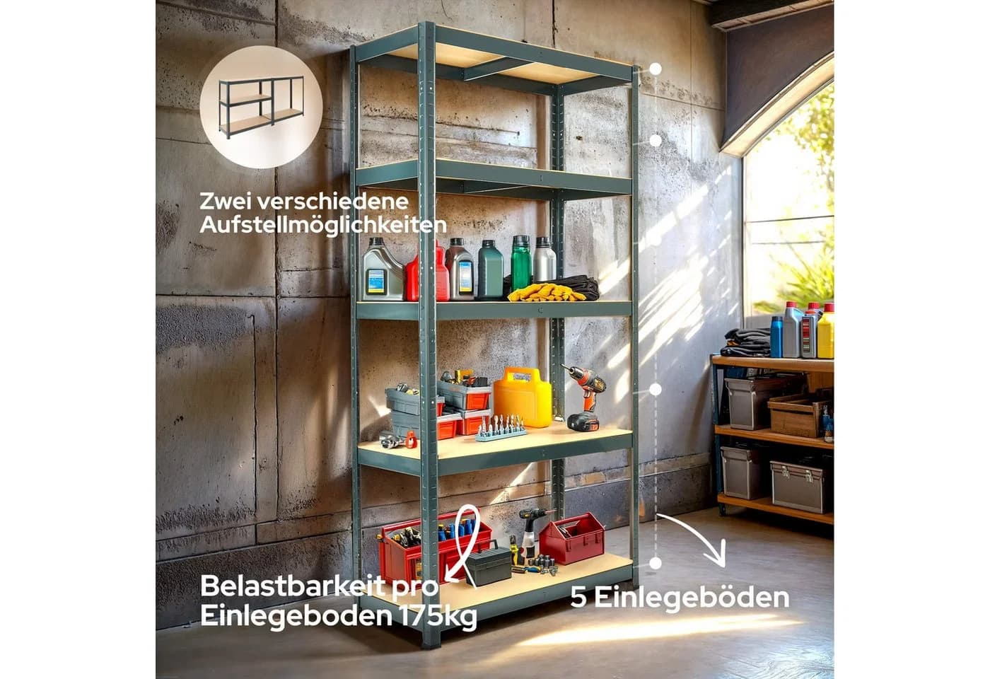AREBOS Schwerlastregal 2-tlg. Anthrazit Stahl 875 kg Tragkraft - Bild 3