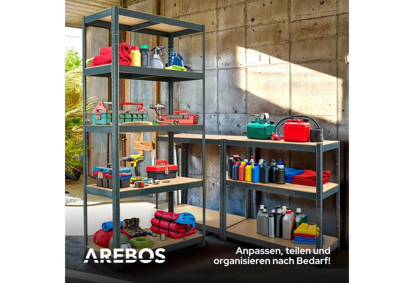 AREBOS Schwerlastregal 2-tlg. Anthrazit Stahl 875 kg Tragkraft - Bild 5