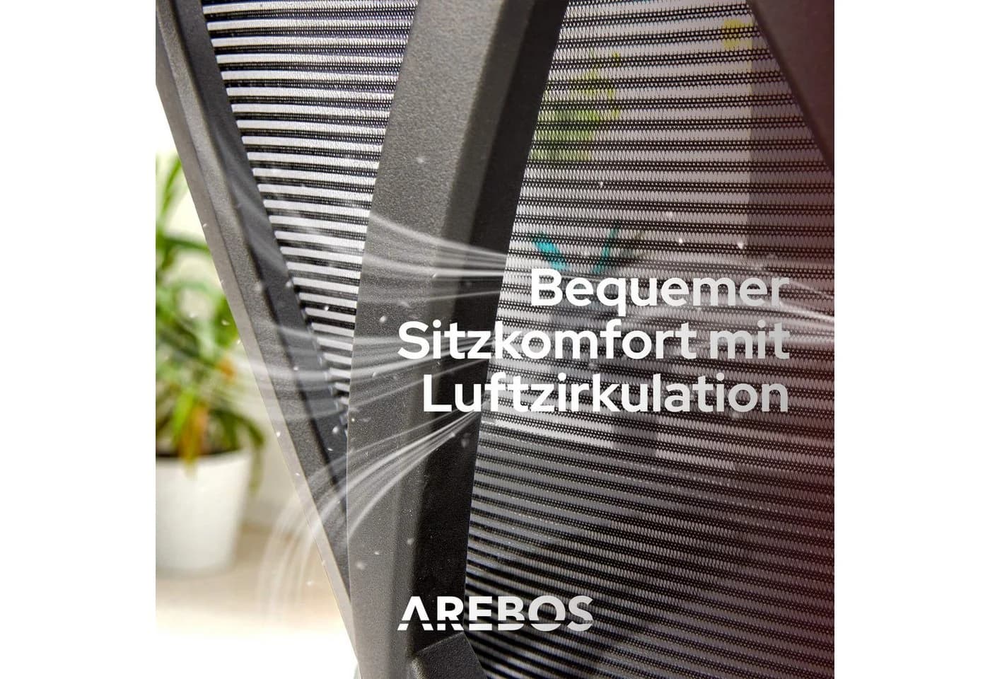 Arebos Bürostuhl Ergonomisch Schwarz mit Wippfunktion & 3D-Kopfstütze - Bild 5