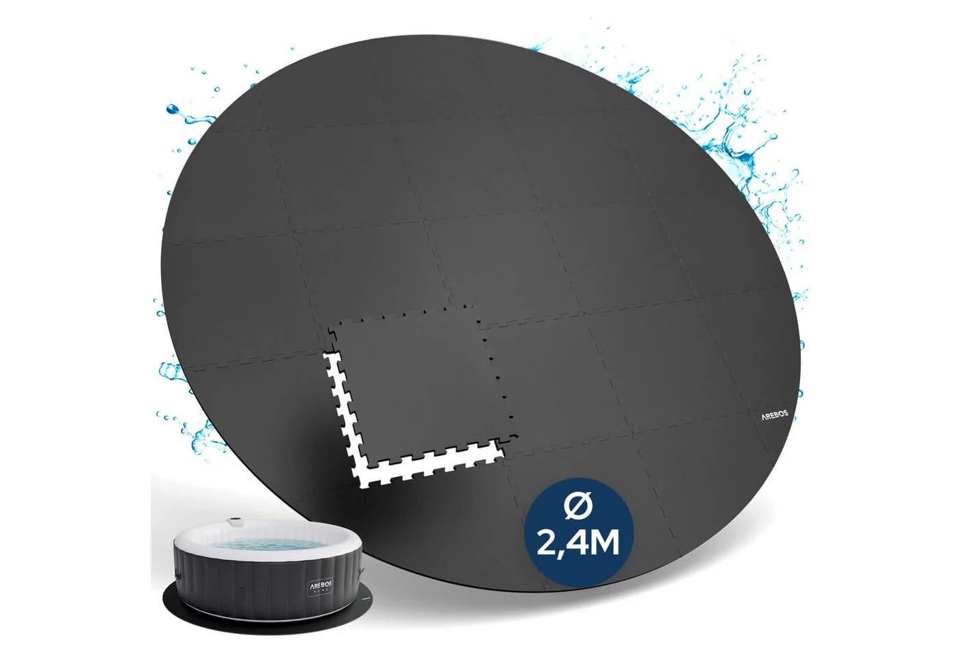 Arebos Whirlpoolmatte rund EVA 240 cm Schwarz - Bild 2