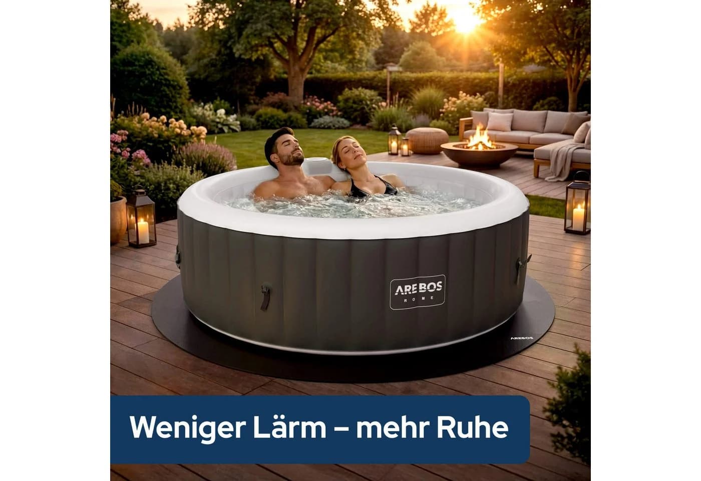 Arebos Whirlpoolmatte rund EVA 240 cm Schwarz - Bild 5