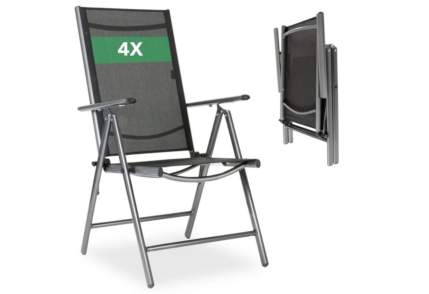 Arebos Klappstuhl Gartenstuhl 4er Set - Dunkelgrau - Bild 2