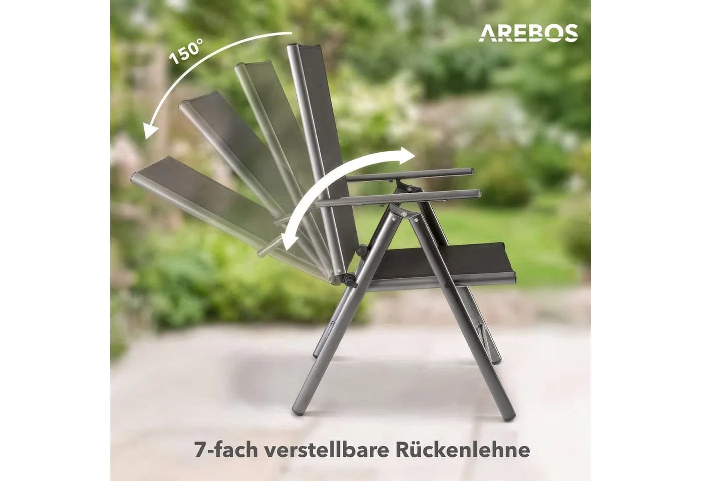 Arebos Klappstuhl Gartenstuhl 4er Set - Dunkelgrau - Bild 4