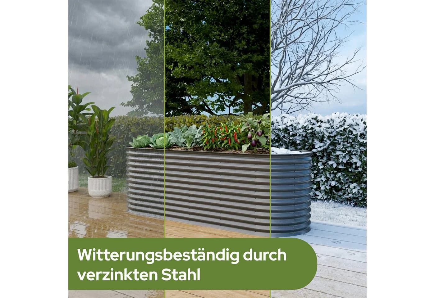 Arebos Hochbeet Metall Oval Anthrazit 240x80x78cm - Bild 4