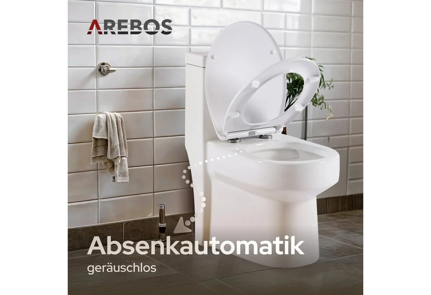 Arebos Toilettensitz Oval mit Absenkautomatik & Antibakterieller Oberfläche - Bild 3