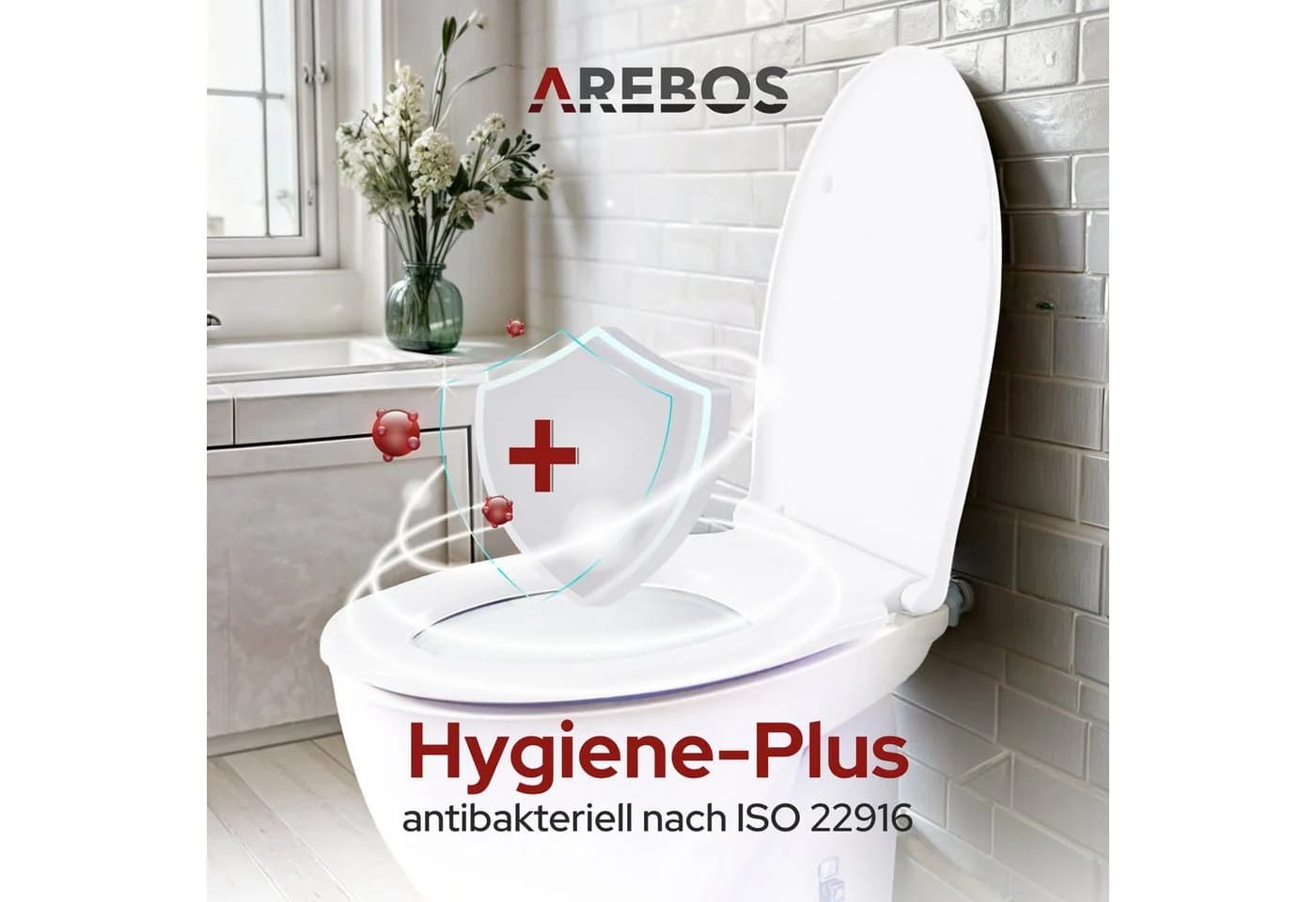 Arebos Toilettensitz Oval mit Absenkautomatik & Antibakterieller Oberfläche - Bild 4