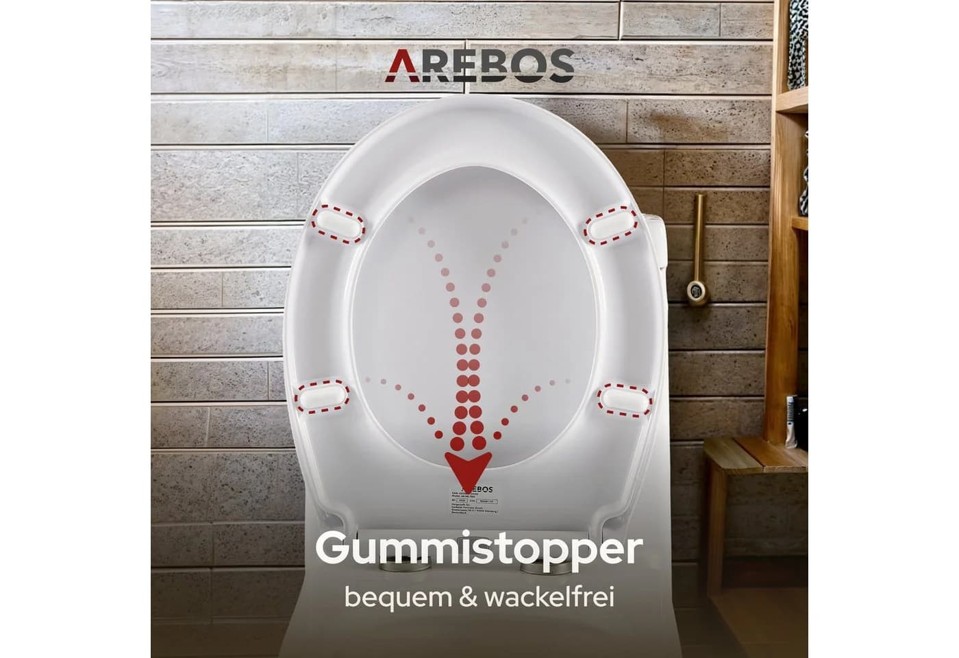 Arebos Toilettensitz Oval mit Absenkautomatik & Antibakterieller Oberfläche - Bild 5