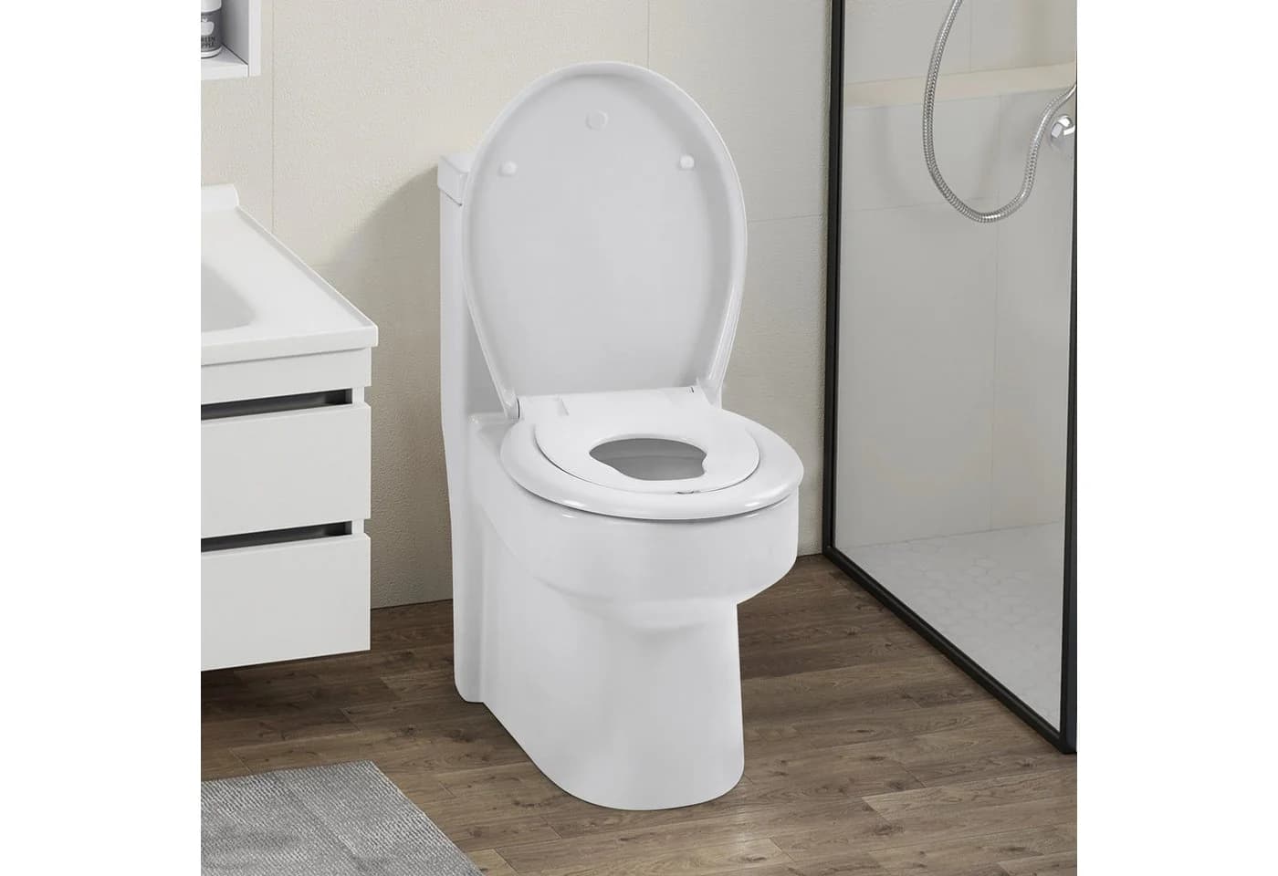 Arebos WC-Sitz Oval mit Kindersitz Softclose und Quick-Release Weiß