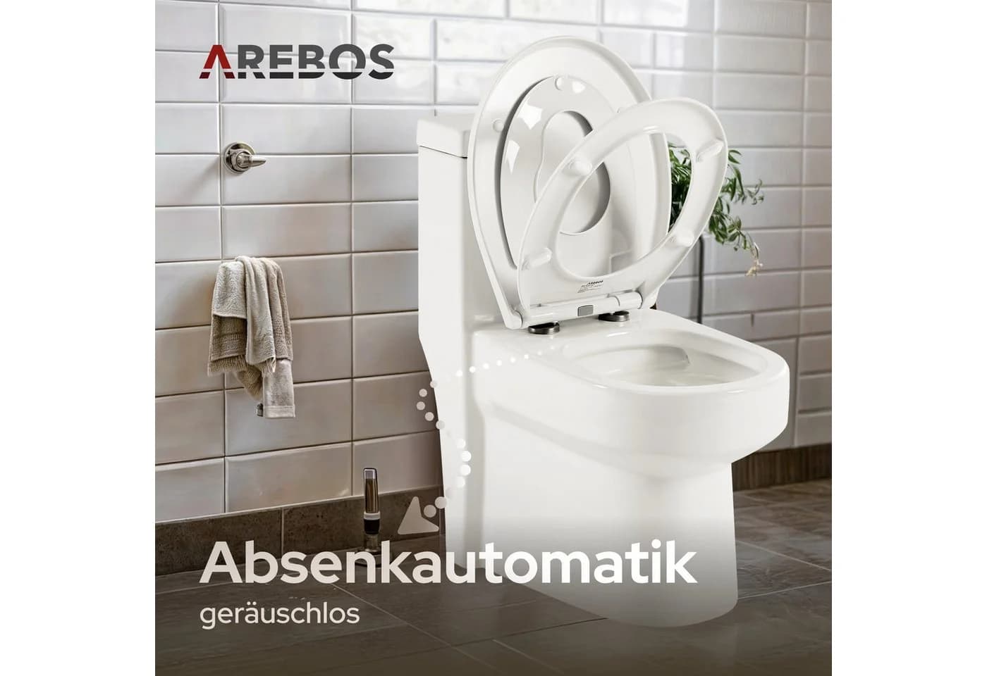 Arebos WC-Sitz Oval mit Kindersitz Softclose und Quick-Release Weiß - Bild 3