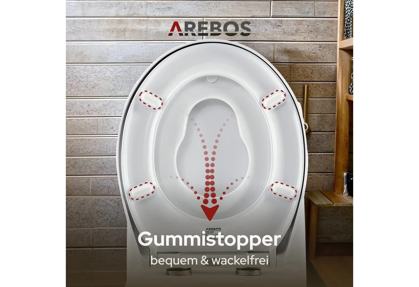 Arebos WC-Sitz Oval mit Kindersitz Softclose und Quick-Release Weiß - Bild 4