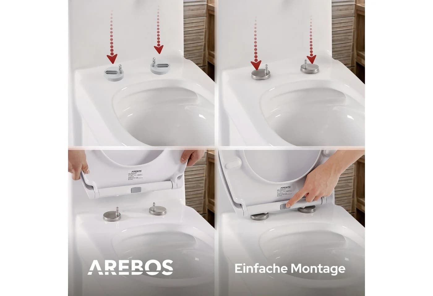 Arebos WC-Sitz Oval mit Kindersitz Softclose und Quick-Release Weiß - Bild 5
