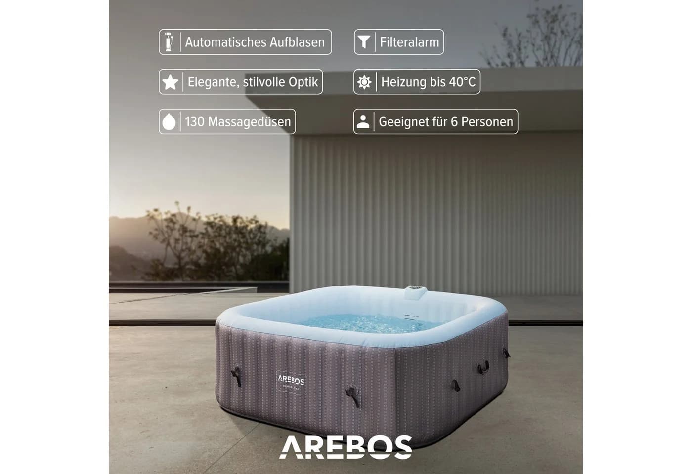 Arebos Barcelona Spa Whirlpool aufblasbar mit Heizung & Massage für Indoor & Outdoor - Bild 4