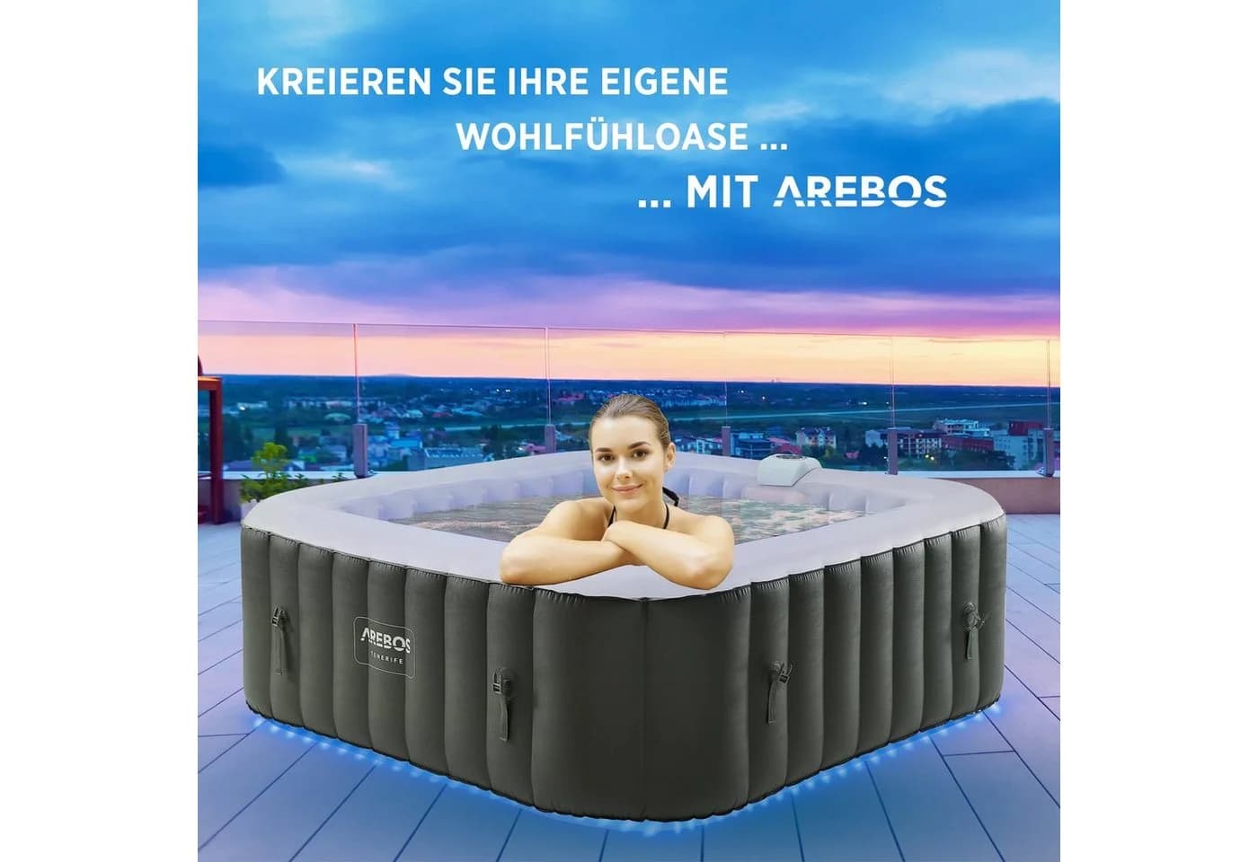 Arebos Whirlpool CORFU & TENERIFE Aufblasbar für 4 oder 6 Personen mit 130 Düsen - Bild 3