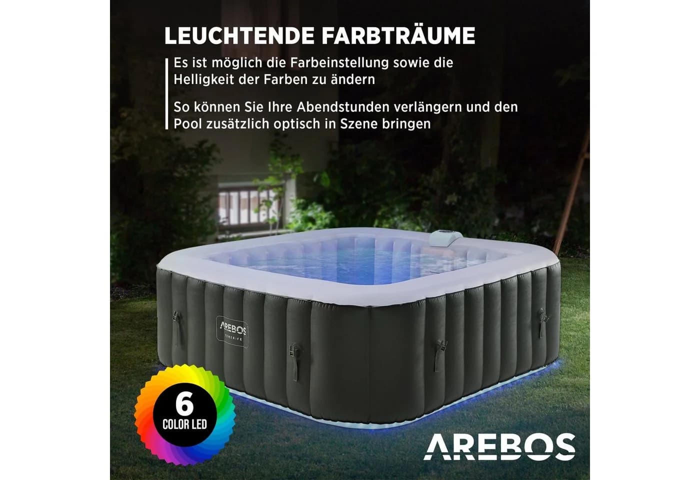 Arebos Whirlpool CORFU & TENERIFE Aufblasbar für 4 oder 6 Personen mit 130 Düsen - Bild 5