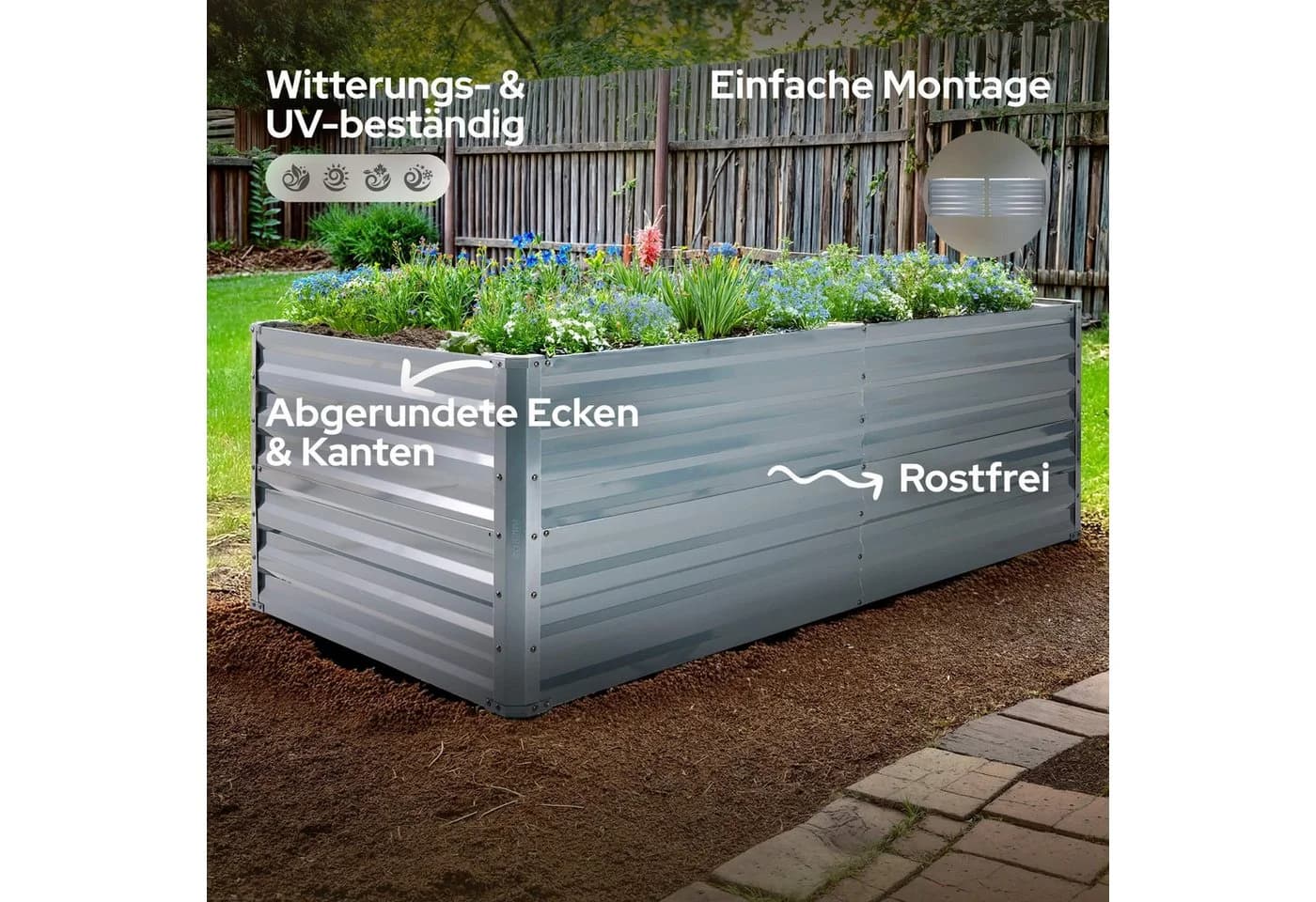 AREBOS Hochbeet Gartenbeet Anthrazit Galvanisierter Stahl - Bild 3