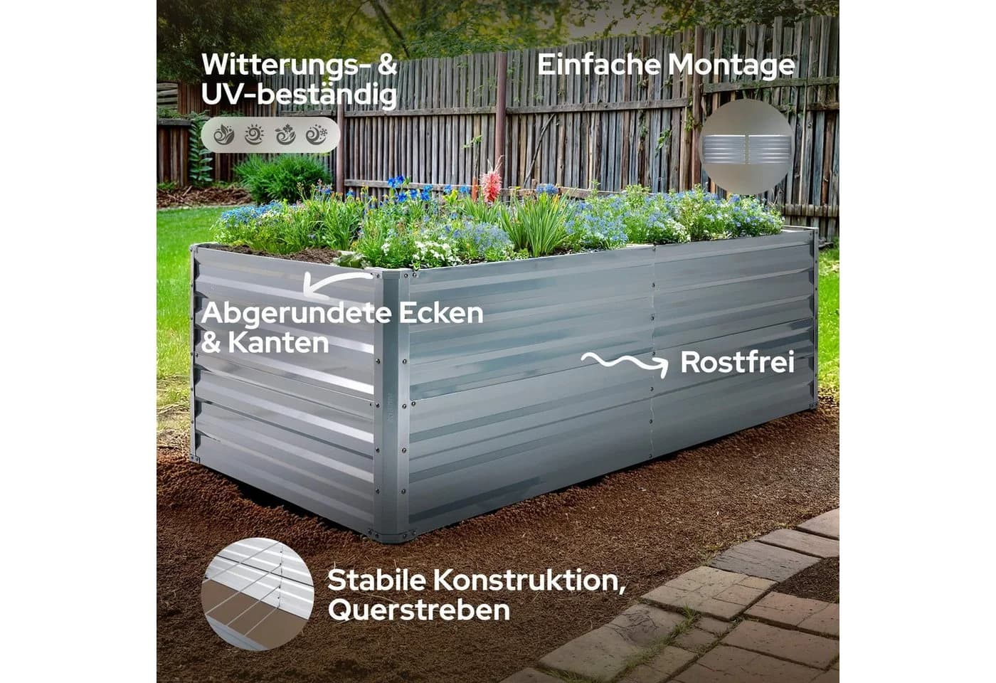 AREBOS Hochbeet Anthrazit Galvanisierter Stahl Gartenbeet - Bild 3