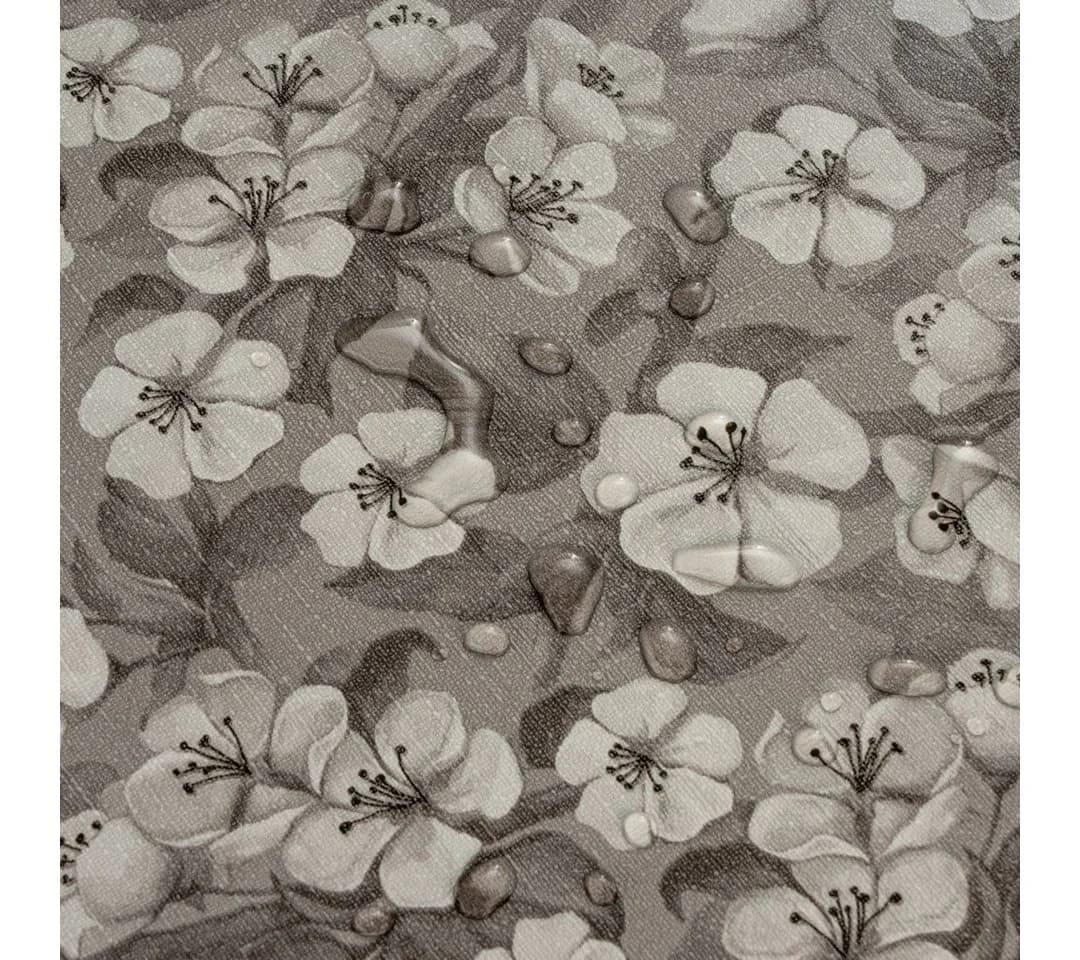 laro Tischdecke Wachstuch Blumen Grau Weiß - Bild 4