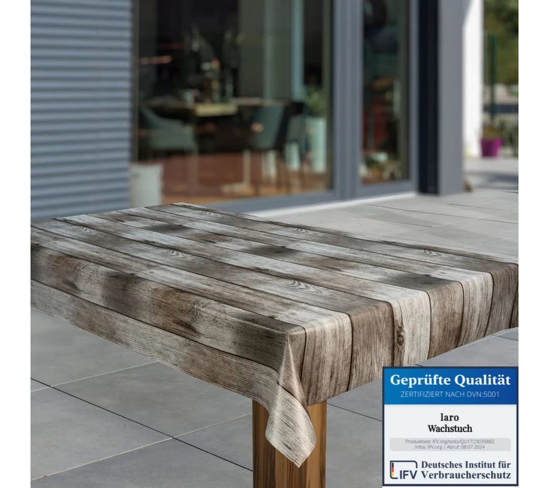 Laro Tischdecke Wachstuch Holzoptik Grau - Bild 2