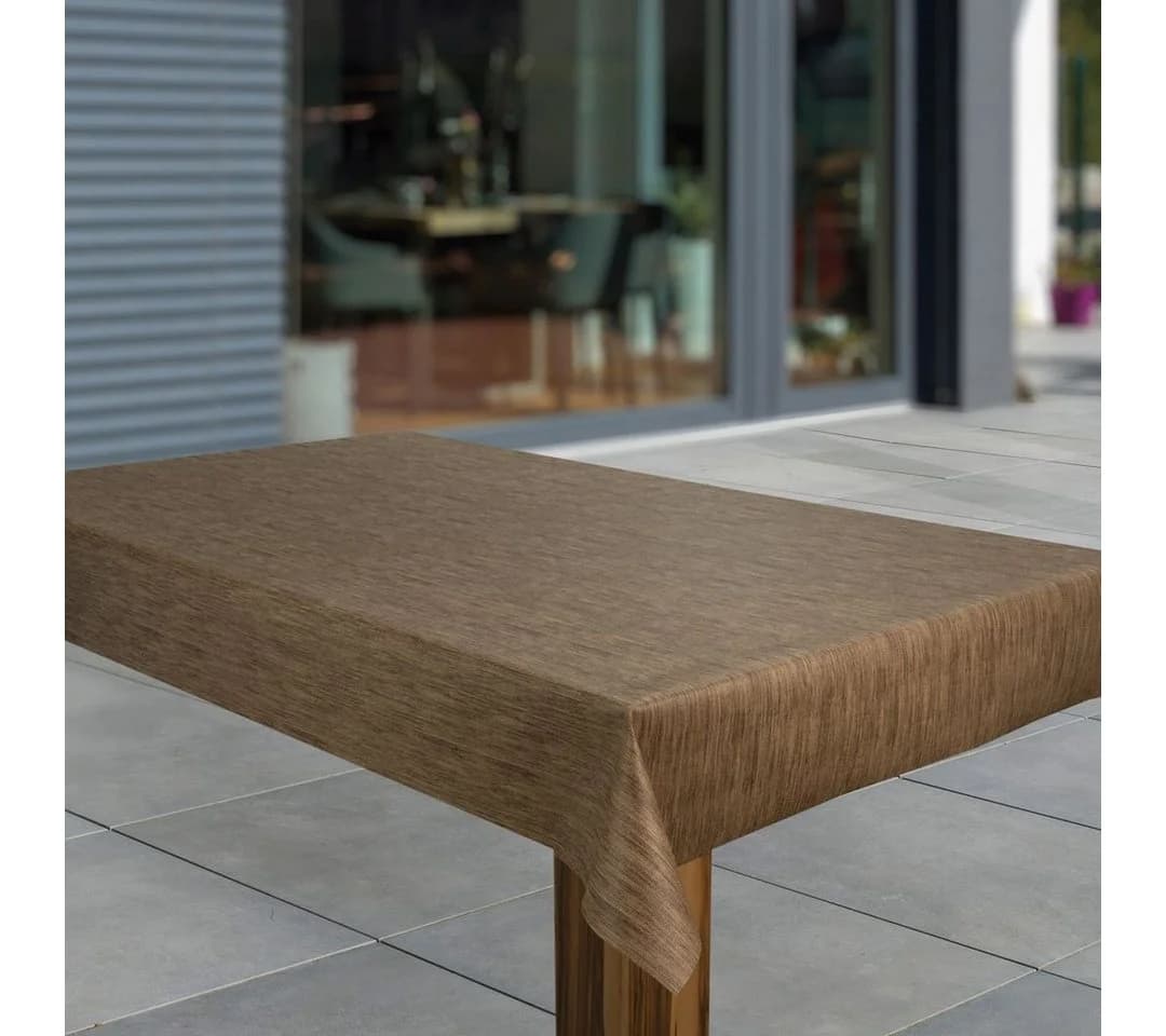 Laro Tischdecke Wachstuch Abwaschbar Leinenoptik Beige Weiß Rechteckig - Bild 3