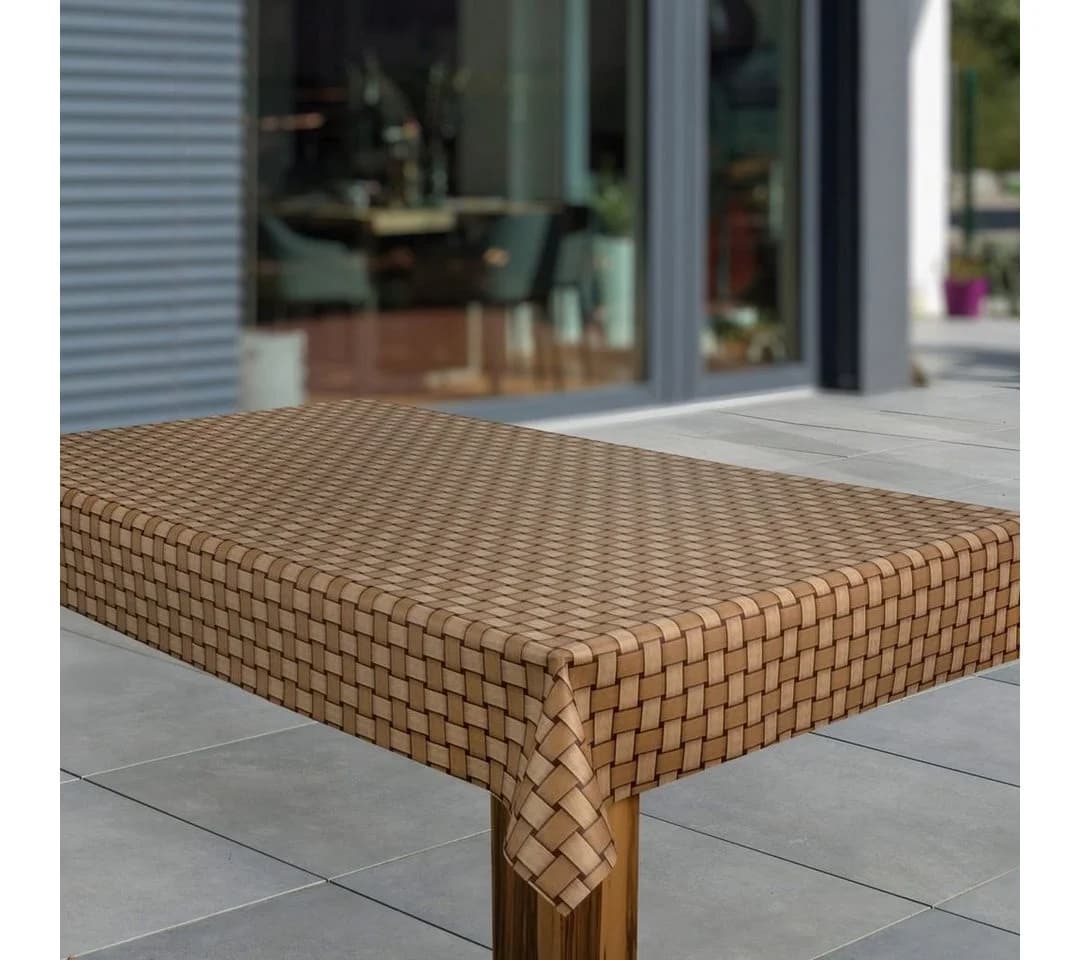 laro Tischdecke Wachstuch Rattan Braun Beige - Bild 2
