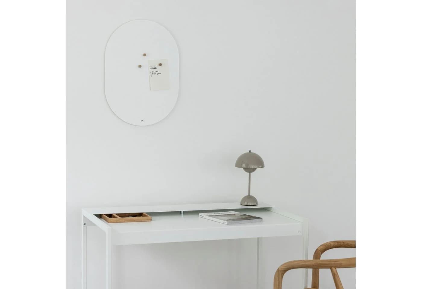 Metallbude Magnettafel TAVO Oval Weiß Pulverbeschichtet