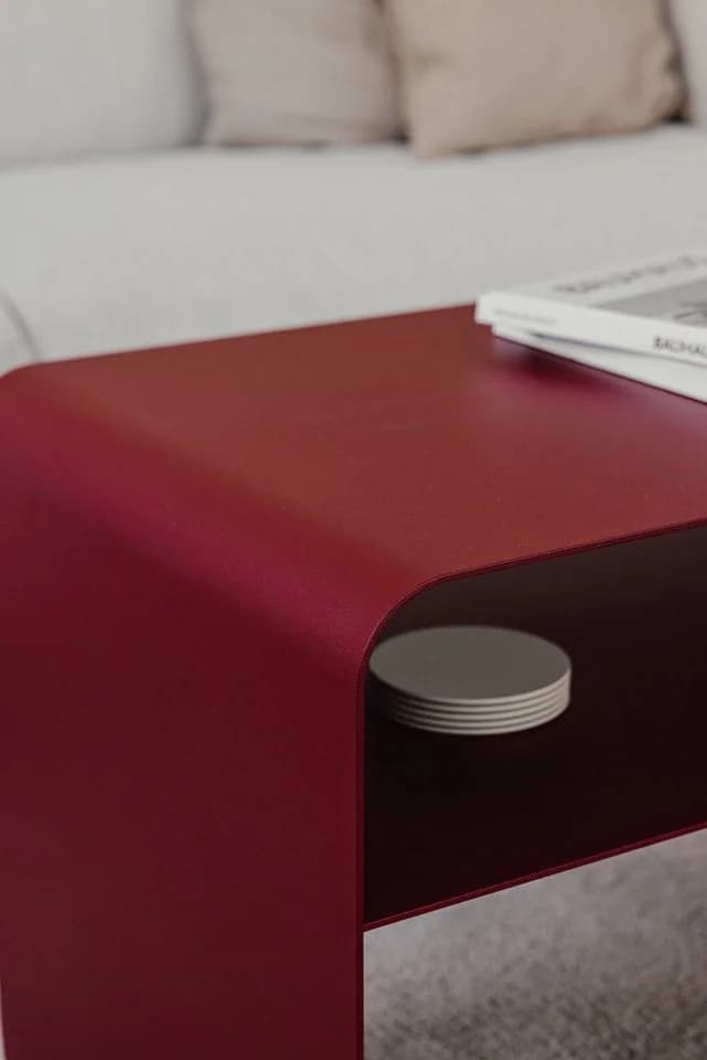 Metallbude Couchtisch COSMO 2in1 Design Tisch Rot - Bild 3