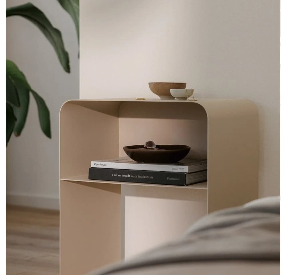 Metallbude Nachttisch Damio Beige Metall Minimalistisch