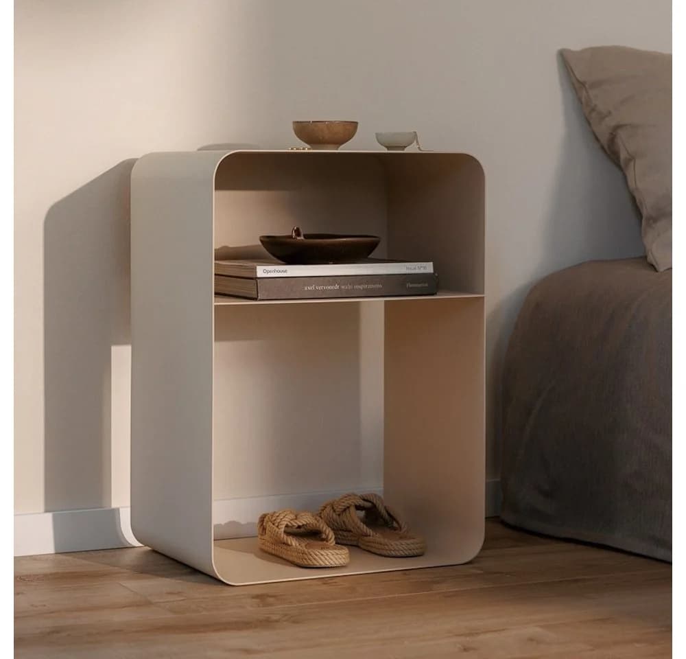 Metallbude Nachttisch Damio Beige Metall Minimalistisch - Bild 2