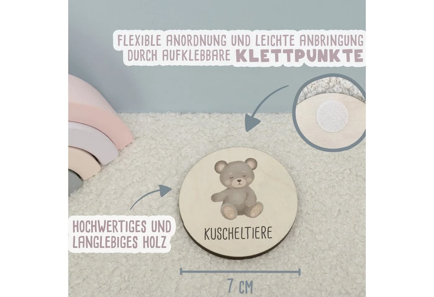 hellomini Trofast Schilder Set Holz 7-tlg. Bunt Beschriftung Spielzeugkisten - Bild 3