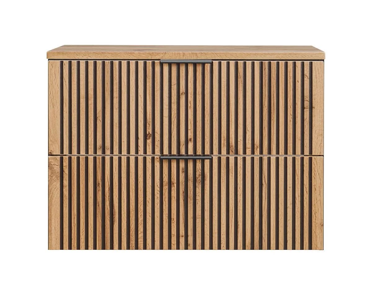 einfachgutemoebel Waschtisch-Set Bad Tribune 80cm Schwarz Wotan-Eiche - Bild 3