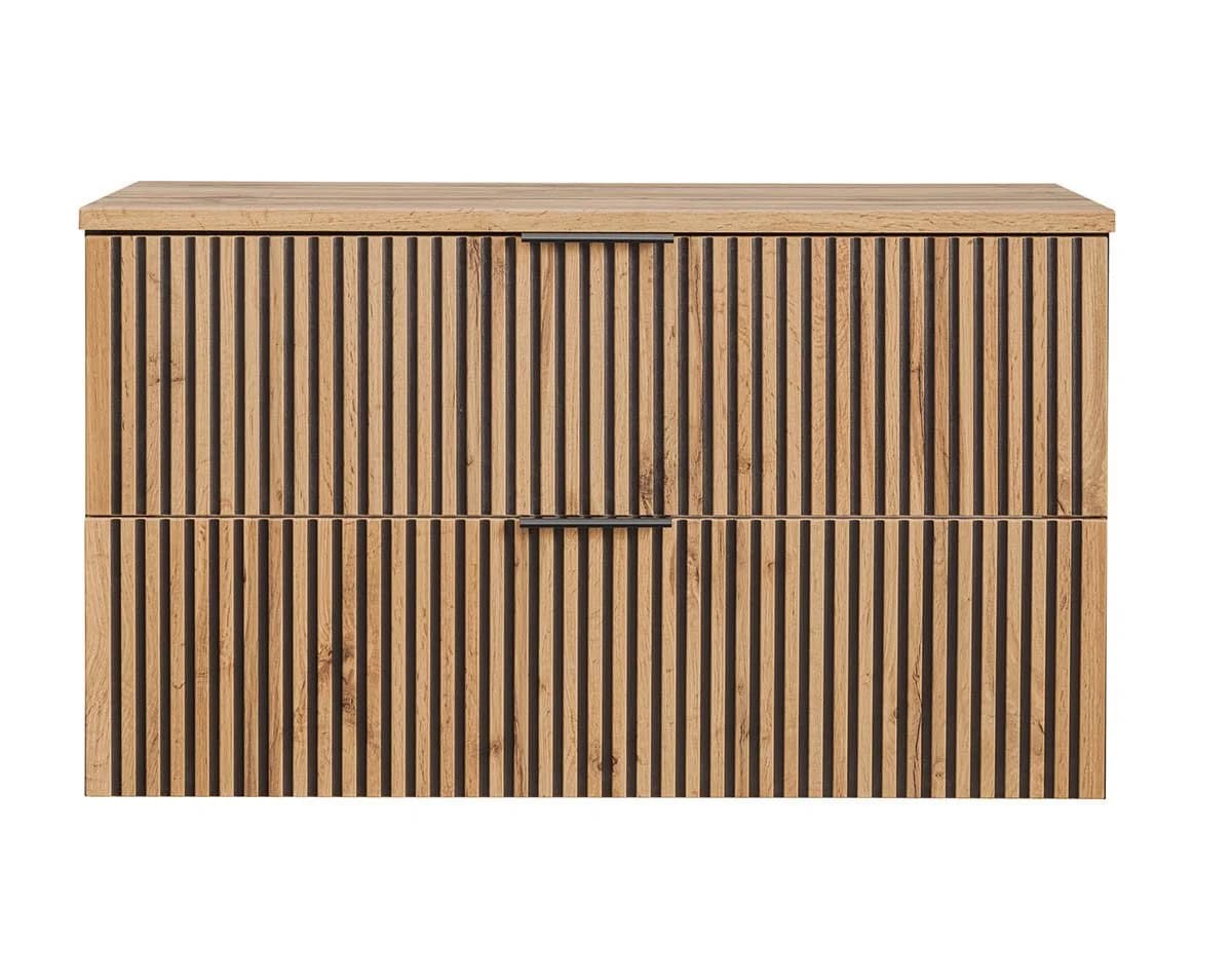 einfachgutemoebel Waschtisch-Set Bad Tribune 100cm Schwarz Wotan-Eiche - Bild 4