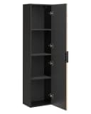 einfachgutemoebel Waschtisch-Set Bad Hochschrank Tribune 1-türig 140cm hoch Schwarz Wotan-Eiche Bild 4
