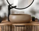 einfachgutemoebel Waschtisch-Set Aufsatz-Waschbecken 36x36cm Keramik Beige Bild 3