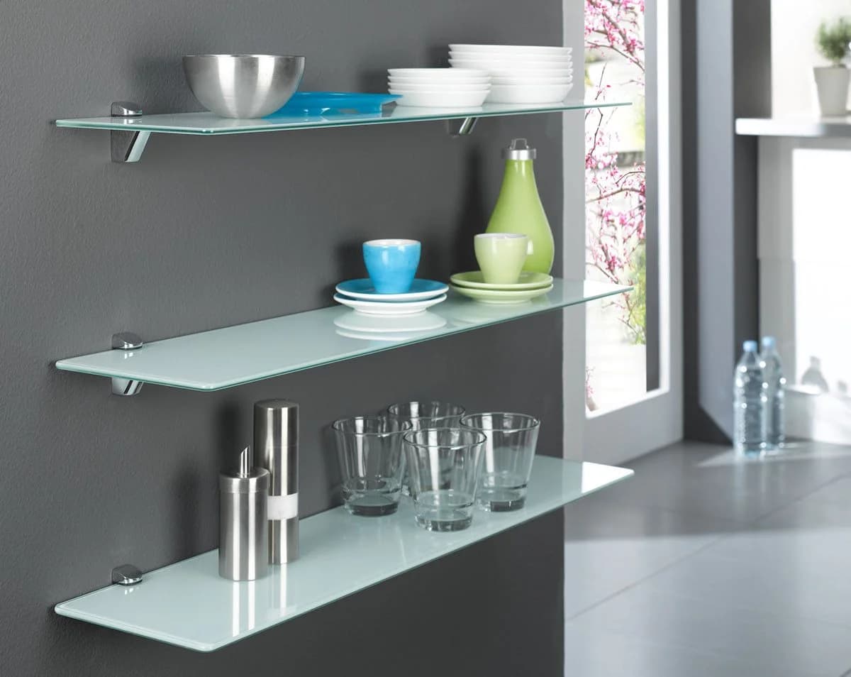 einfachgutemoebel Waschtisch-Set Glasregal aus Sicherheitsglas ESG grau 80cm - Bild 3
