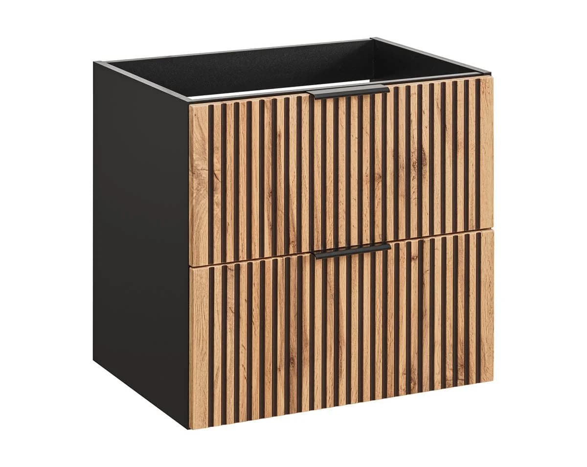 einfachgutemoebel Waschtischunterschrank Tribune 60cm Schwarz Wotan-Eiche Modern - Bild 2
