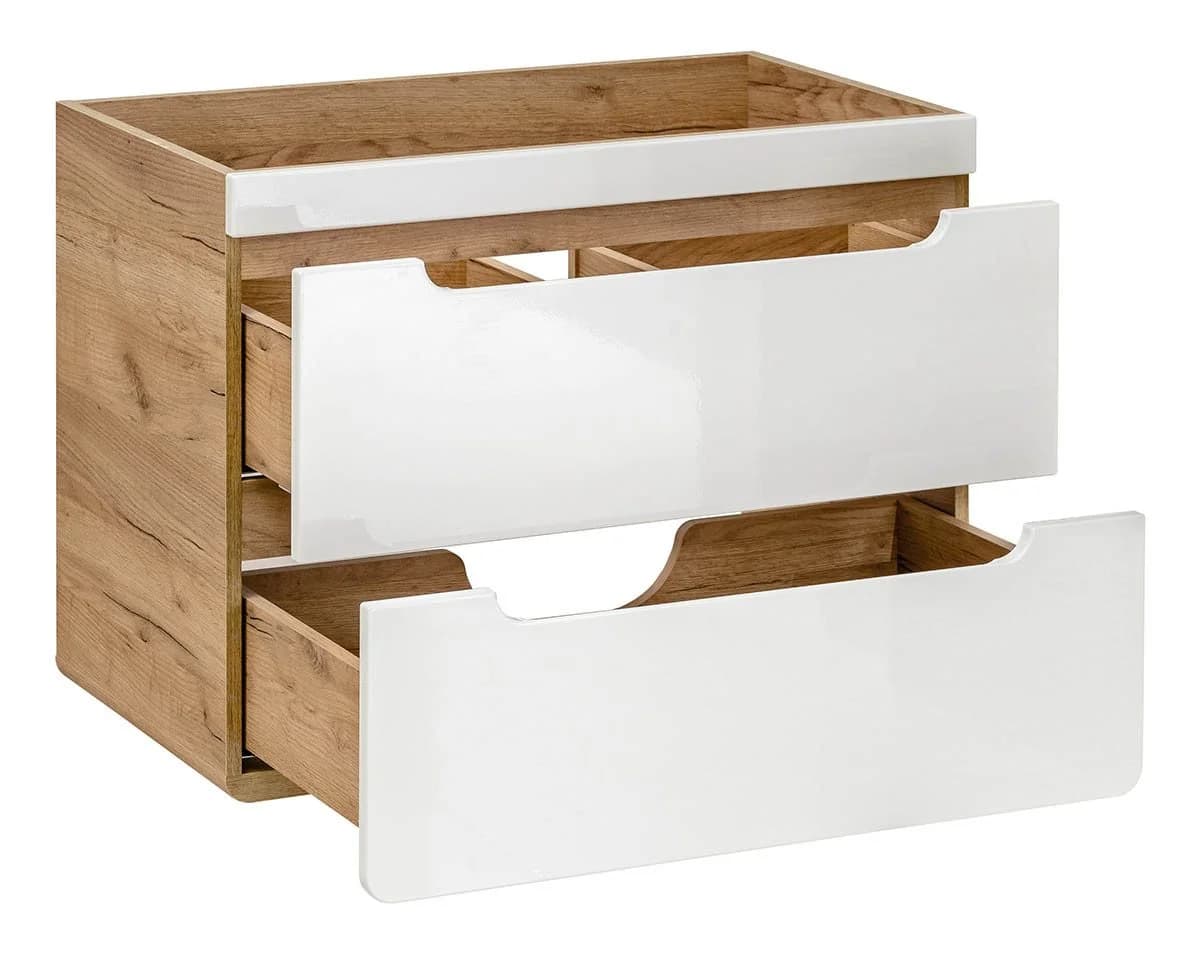einfachgutemoebel Waschtischunterschrank ARUBA 80cm Weiß Hochglanz