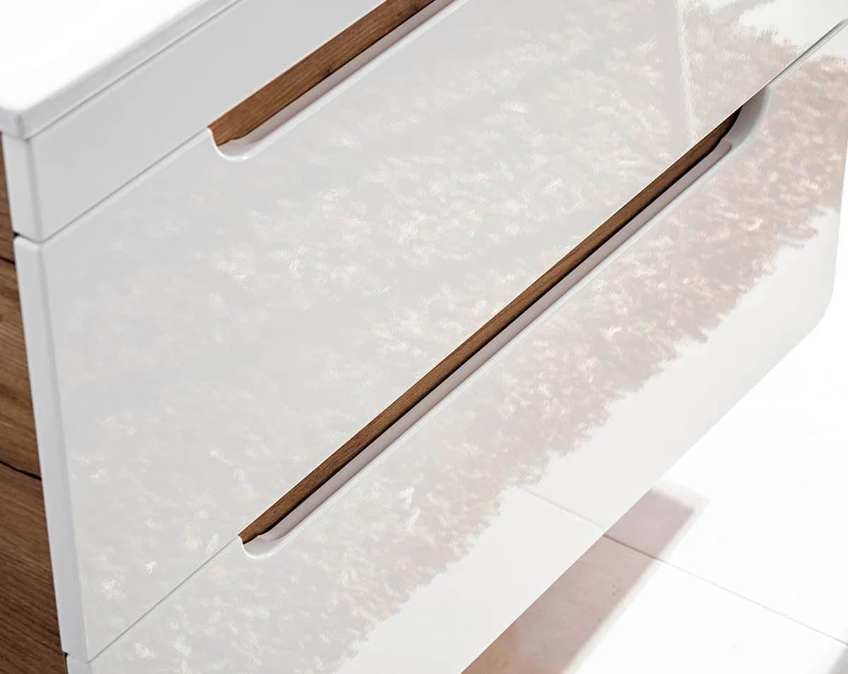 einfachgutemoebel Waschtischunterschrank ARUBA 80cm Weiß Hochglanz - Bild 5