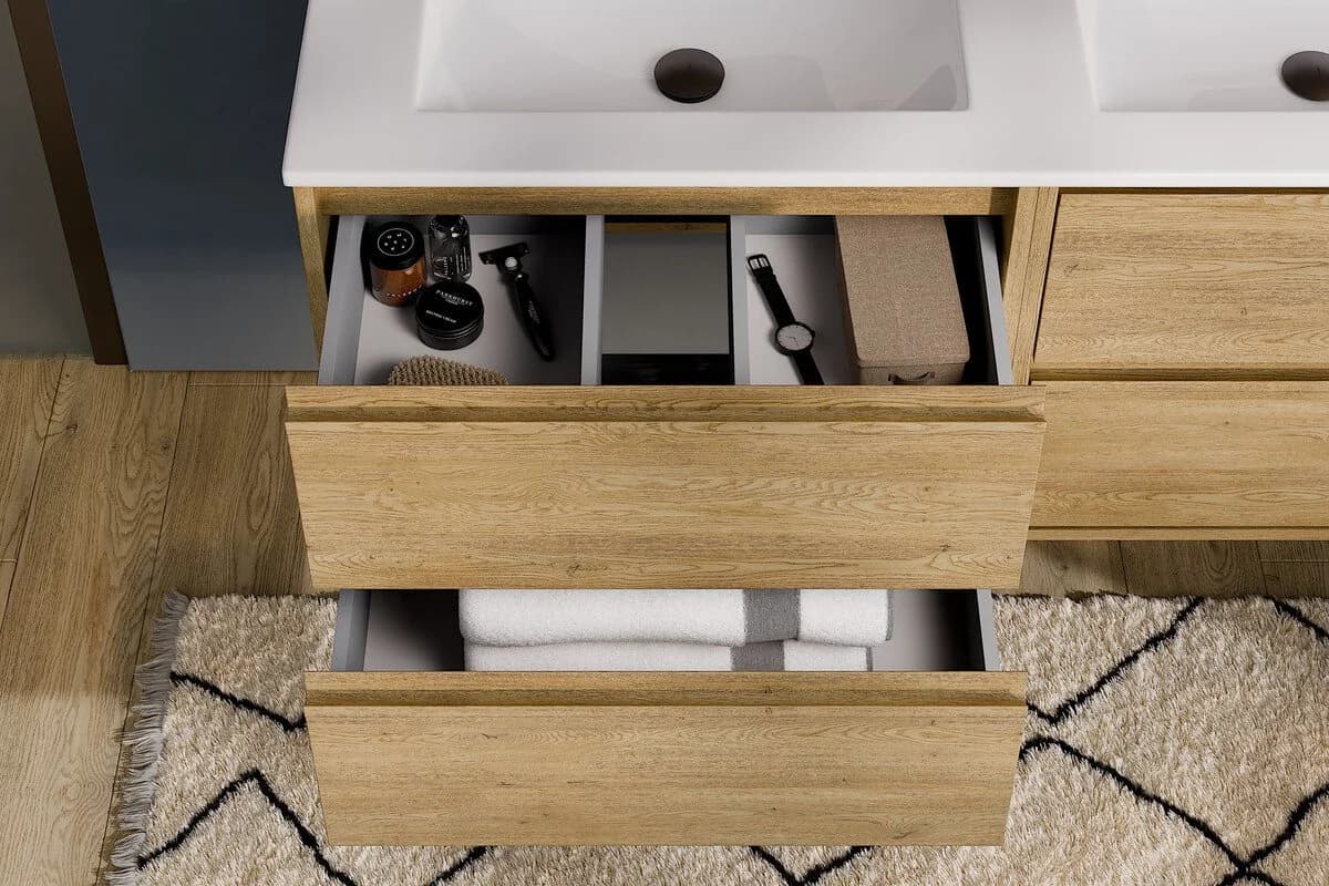 einfachgutemoebel Waschtischunterschrank VANDA CREMONA 80cm Beige Modern - Bild 5