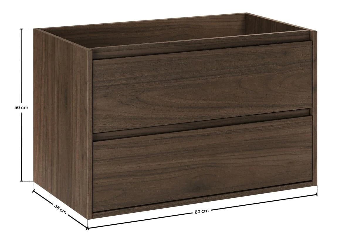 einfachgutemoebel Waschtischunterschrank VANDA VILLA 80cm Walnuss Soft-Close