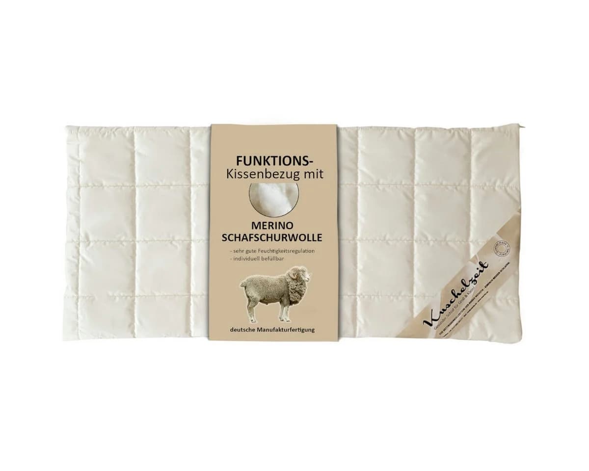 Meivita Kissenhülle 40x80 cm mit Merino Schafschurwolle Beige - Bild 2