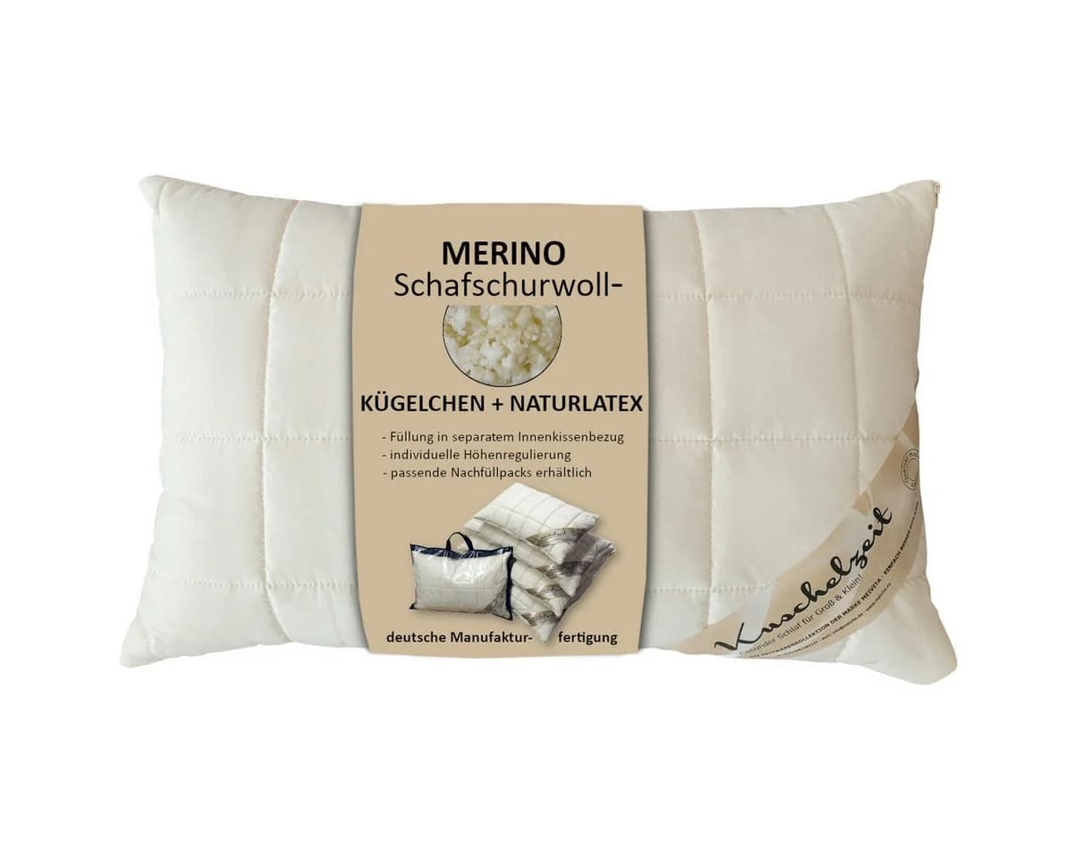 Meivita Naturfaserkopfkissen Merino Schafschurwolle, 70% Latex, 30% Wolle - Bild 2