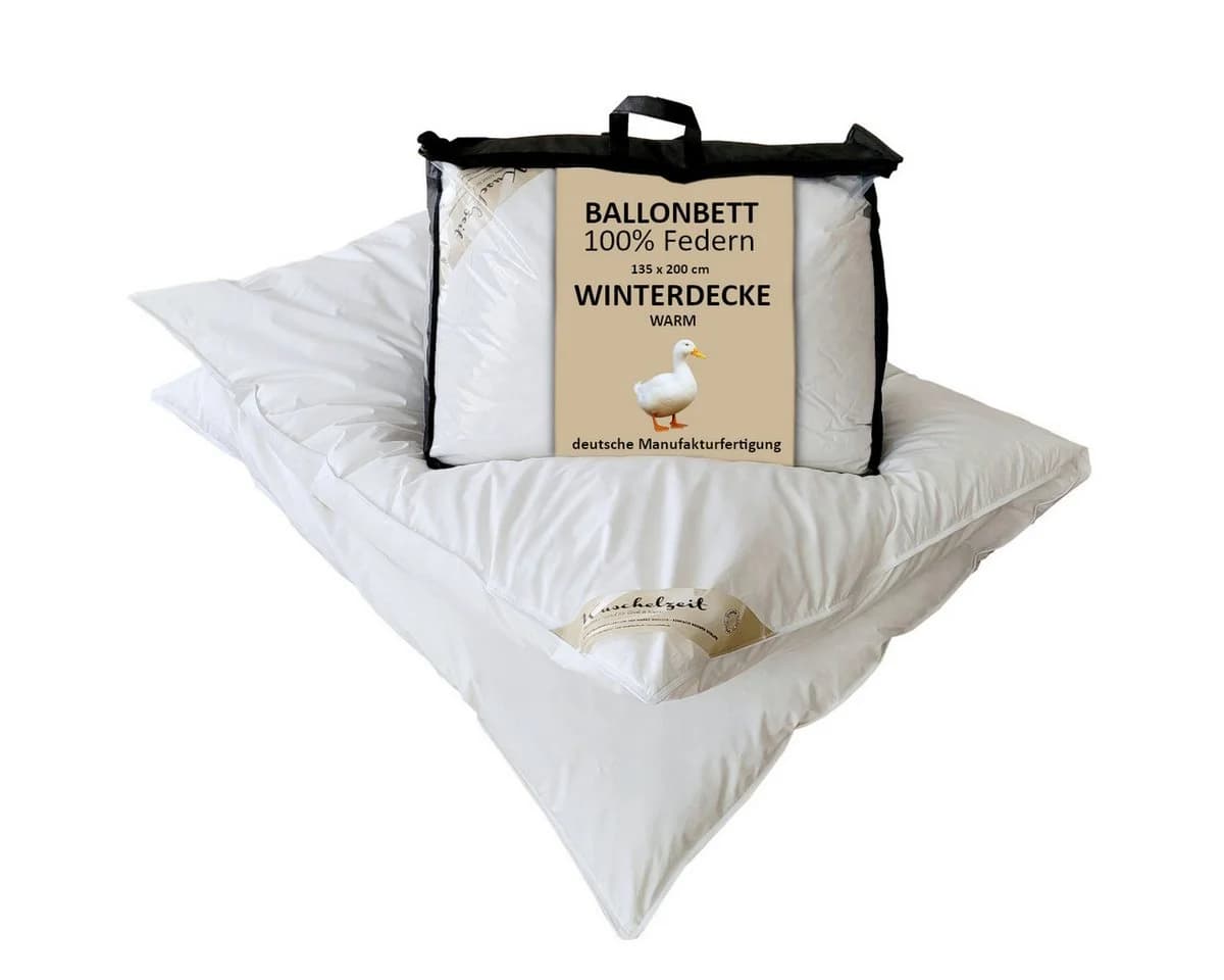 Meivita Federbettdecke Ballonbett 100% Entenfedern Winterdecke Weiss