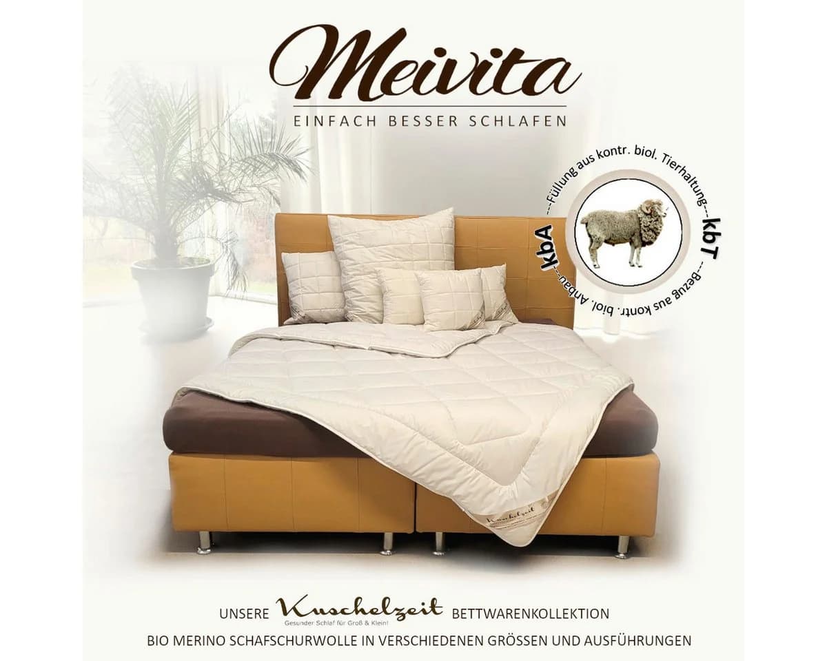 Meivita Naturhaarbettdecke Bio Merino Schafschurwolle Ganzjahresdecke