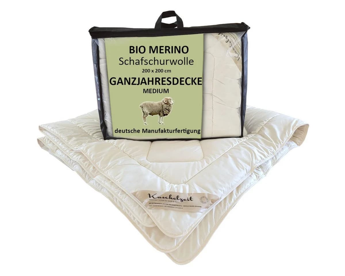 Meivita Naturhaarbettdecke Bio Merino Schafschurwolle Ganzjahresdecke beige - Bild 2