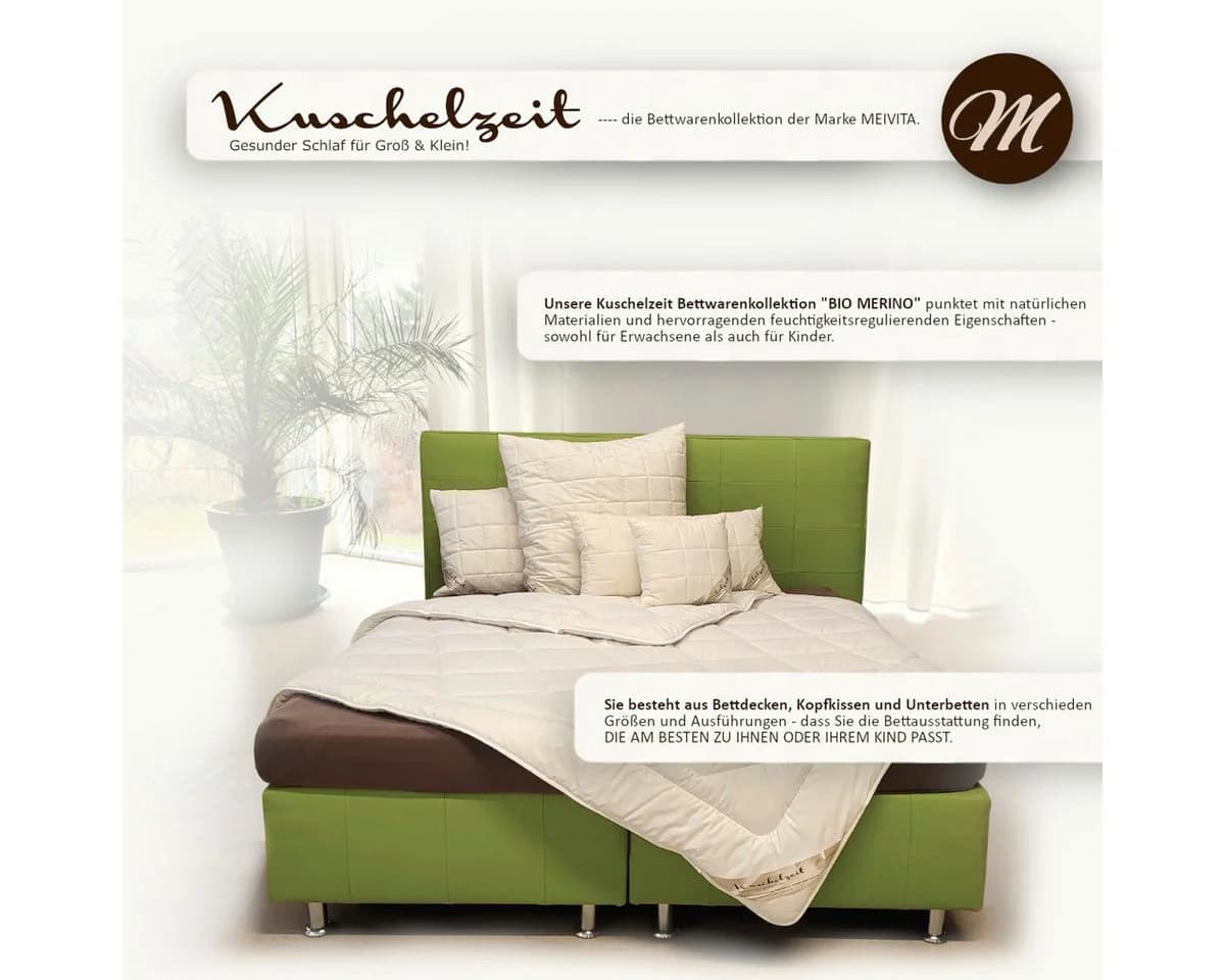 Bio Kopfkissen aus Merino Schafschurwolle und Baumwolle