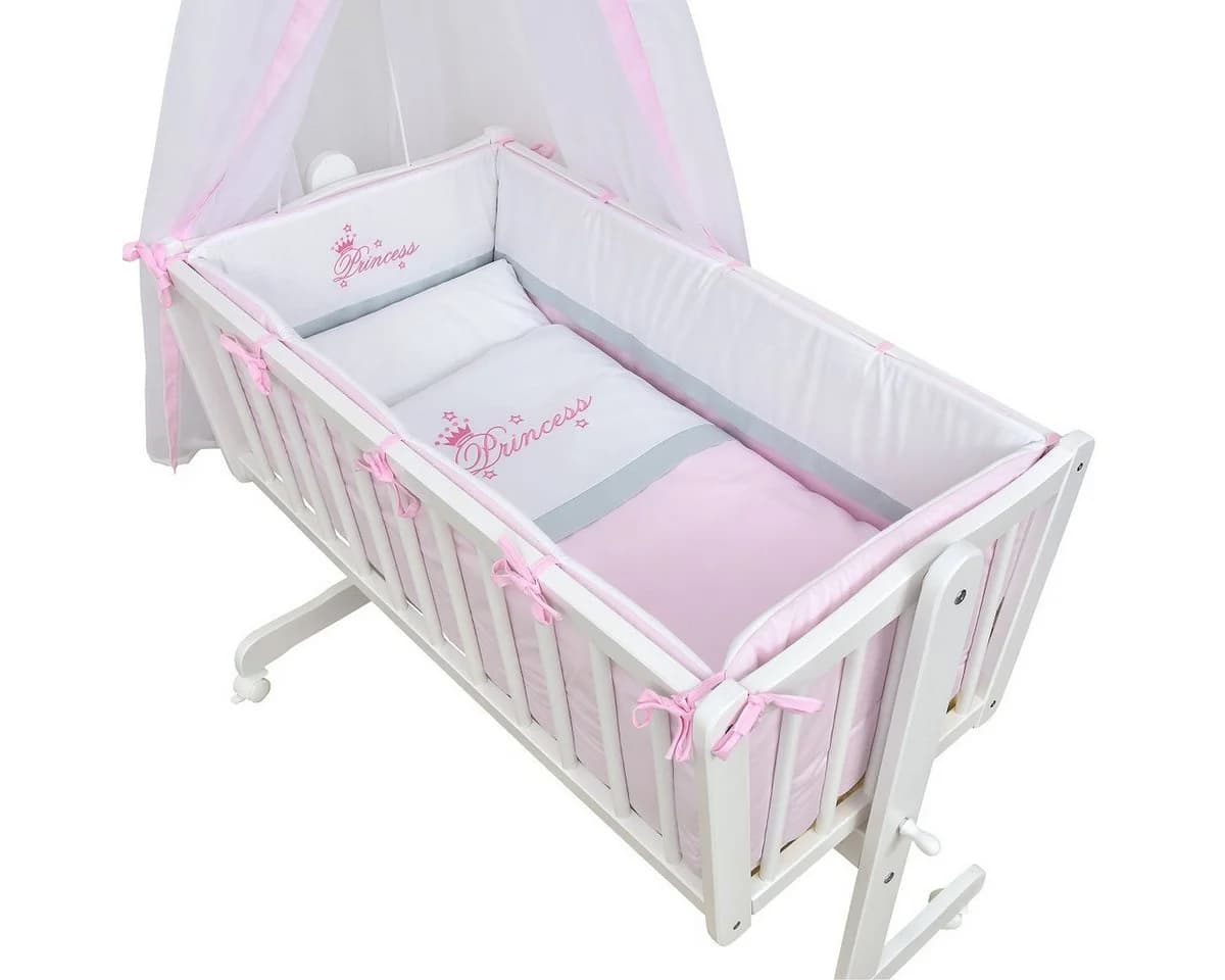 Baby-Delux Stubenbett Babywiege Komplettset Schaukelwiege Weiß